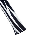 Women’s Sexy Fashion Black and White Zebra Print Long Sleeve Jumpsuit