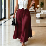 Women’s Plus Size African High Waist Elastic Pleated Flowing Maxi Skirt