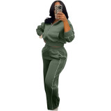 Women’s Fashion Colorblock Striped Wide Leg Pants Two-Piece Set