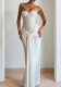 Women’s Sexy Strapless Solid Color Sash Slim Waist Slim Fit Maxi Dress