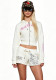 Women’s Casual Printed Cropped Zip-Up Hooded Top and Athletic Shorts Two-Piece Set