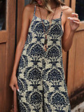 Women Floral Spaghetti Strap Wide Leg Jumpsuit