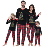 Christmas Long Sleeve Family Matching Red and Black Plaid Pajama Set