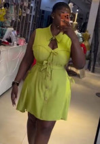 Plus Size Women Summer Shirt Collar Dress