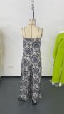 Women Floral Spaghetti Strap Wide Leg Jumpsuit