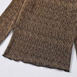 Women Autumn Stretchy Round Neck Top