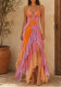 Women American Color Block Embroidery Boned Corset Ruffle Mermaid Dress