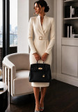 Women V-Neck Long Sleeve Belted Bodycon Dress