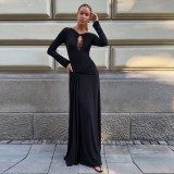 Women Autumn Mock Neck Long Sleeve Dress