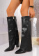Plus Size Women Velvet Pointed Toe Side Zip Heeled Fashion Boots Winter Boots