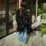 Women One Shoulder Mesh Multi-Layer Ruffle Irregular Shawl Top