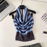 Women Summer Spaghetti Strap Halter Neck Striped Sleeveless Top