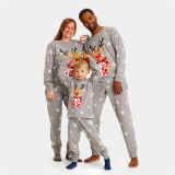 Christmas Family Matching Cute Reindeer Snowflake and Christmas Tree Print Pajama Two-Piece Set