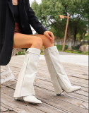 Plus Size Women Velvet Pointed Toe Side Zip Heeled Fashion Boots Winter Boots