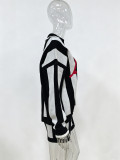 Women Color Block Striped V-Neck Knit Long Sleeve Top and Shorts Two Piece Set