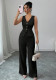 Women Solid Sleeveless Vest and Long Pants Two Piece Set