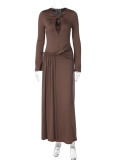 Women Autumn Mock Neck Long Sleeve Dress