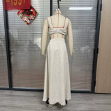 Women Casual Tie Strap Irregular Hollow Out Slip Dress