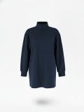Women Casual Solid Polo Collar Half Zip Hoodies Dress