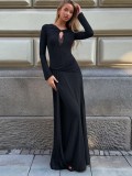 Women Autumn Mock Neck Long Sleeve Dress