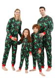 Autumn Winter Unisex Christmas Printed Long Sleeve Top and Pants Family Pajama Set