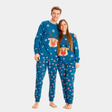 Christmas Family Matching Cute Reindeer Snowflake and Christmas Tree Print Pajama Two-Piece Set