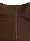 Women Casual Solid Polo Collar Half Zip Hoodies Dress