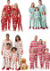 Christmas Family Matching Cartoon Snowflake and Little Deer Printed Pajama Set
