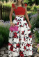 Women’s Summer Casual Solid Top Floral Print Long Skirt Two-Piece Set