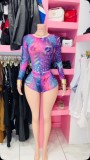 Women’s Fashion Printed Mesh Shorts Two-Piece Set