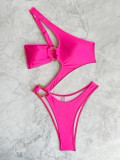 Women’s Solid One-Shoulder Bikini Swimsuit