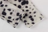 Women’s Streetwear Leopard Print Round Neck Long Sleeve Tight-Fitting Pants Two-Piece Set