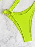 Women’s Solid One-Shoulder Bikini Swimsuit