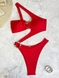 Women’s Solid One-Shoulder Bikini Swimsuit