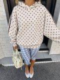 Women’s Y2K Polka Dot Print Loose Drop Shoulder Striped Patchwork Hooded Jacket