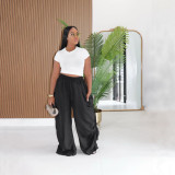 Women’s Plus Size Casual High-Waist Loose Harem Drawstring Ruched Pants