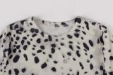 Women’s Streetwear Leopard Print Round Neck Long Sleeve Tight-Fitting Pants Two-Piece Set