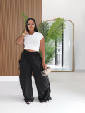 Women’s Plus Size Casual High-Waist Loose Harem Drawstring Ruched Pants