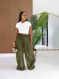 Women’s Plus Size Casual High-Waist Loose Harem Drawstring Ruched Pants