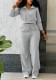Women’s Fall Winter Casual Turndown Collar Top Drawstring Pocket Wide-Leg Pants Two-Piece Set