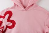 Women’s Streetwear Applique Hooded Loose Drop Shoulder Top Casual Shorts Two-Piece Sports Set