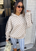 Women’s Y2K Polka Dot Print Loose Drop Shoulder Striped Patchwork Hooded Jacket