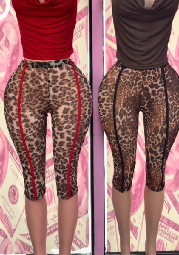 Women’s Fashion Leopard Print Mesh Pants