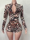 Women’s Fashion Printed Long Sleeve Tight Slim Romper