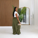 Women’s Plus Size Casual High-Waist Loose Harem Drawstring Ruched Pants