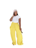 Women’s Plus Size Casual High-Waist Loose Harem Drawstring Ruched Pants