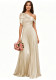 Women’s Slash Shoulder Formal Party Bow Satin Pleated Bridesmaid Long Dress
