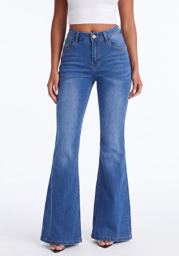 Women’s Slim Fit High-Waist Bell Bottom Denim Pants