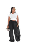 Women’s Plus Size Casual High-Waist Loose Harem Drawstring Ruched Pants
