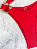 Women’s Solid One-Shoulder Bikini Swimsuit